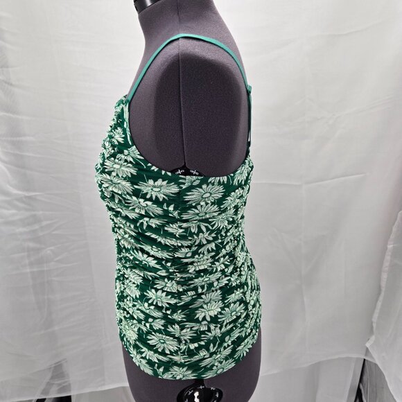 630-14 NWT Torrid Green Floral Mesh Cropped Shirred Cami Top Size 00 (10/12) NEW - Picture 5 of 15